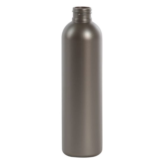 Picture of 8 oz Pewter HDPE Plastic Bullet Round Bottle, 24mm 24-410, 22 Gram