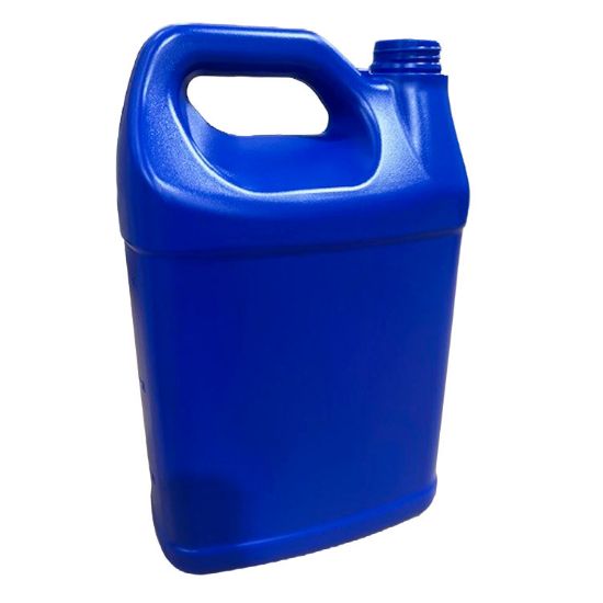 Picture of 128 oz Blue HDPE Plastic Trimline F-Style Bottle, 38 mm Rexam, 150 Gram, Flame Treated