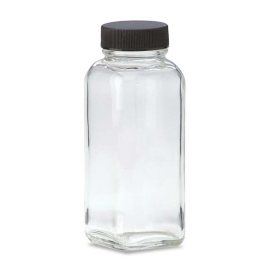 An oblong glass bottle used with better rigidity.