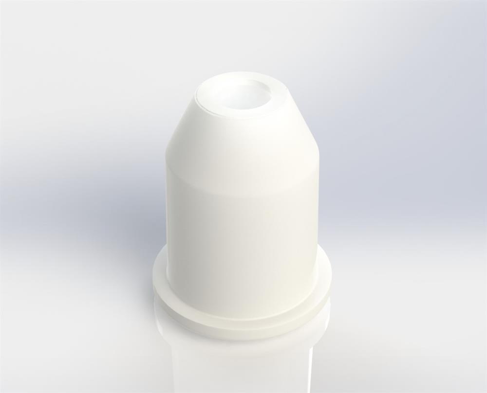 A custom injection molded neck inserts for ThreeBond nail glue bottles.